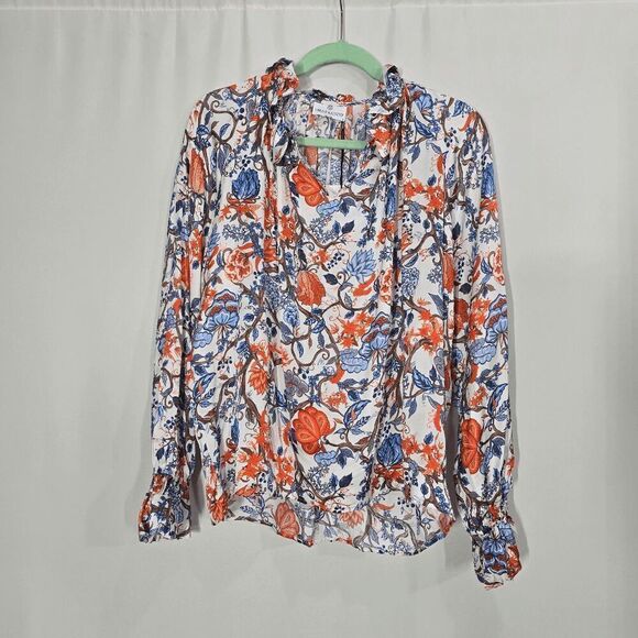 Chloe Kristyn Tops - Chloe Kristyn Creme Indian Floral Long Sleeve Blouse Medium